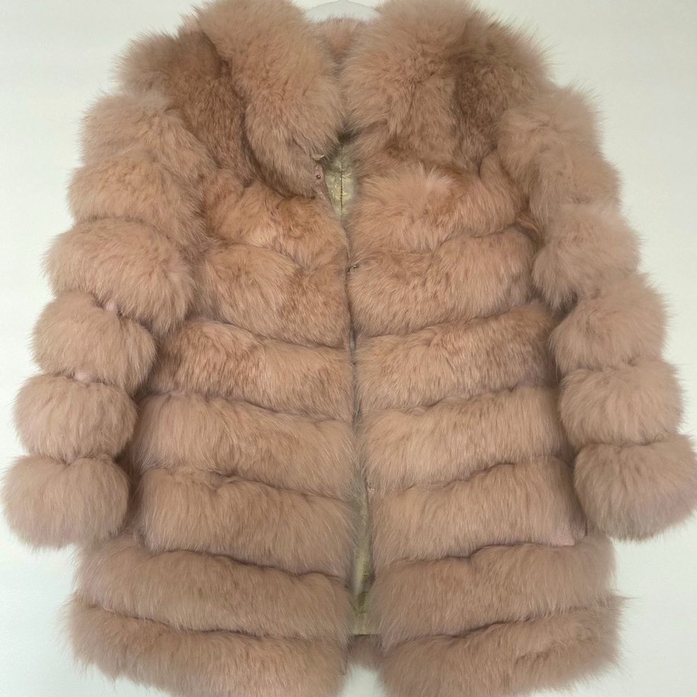 Soft Pink Fox Fur Coat